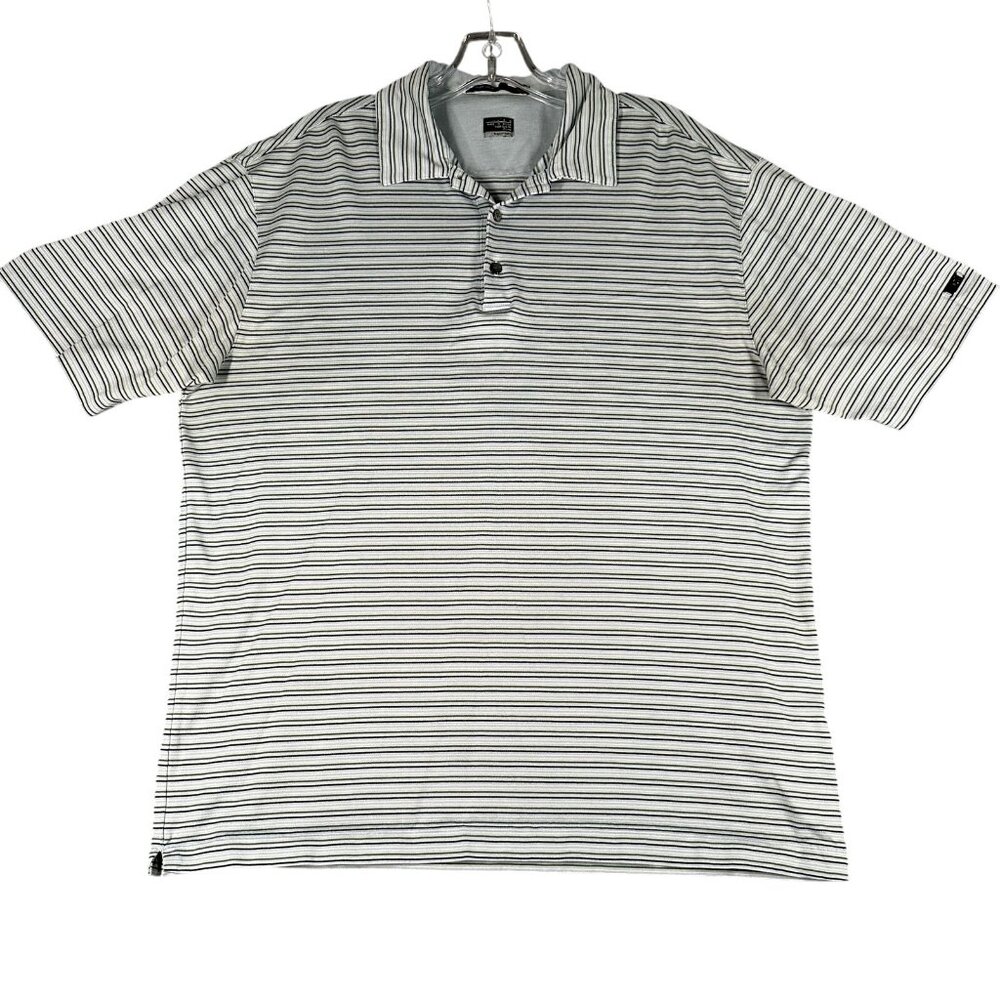 Nike Tiger Woods Polo Shirt Mens Large Golf Dri-Fit Performance Striped Short Sl
